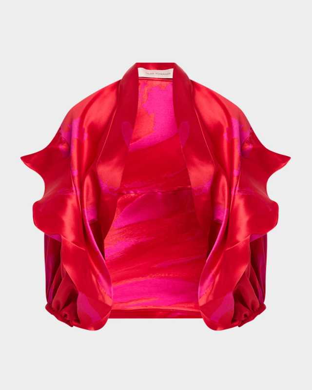 Aleen Ruffle Balloon-Sleeve Shrug